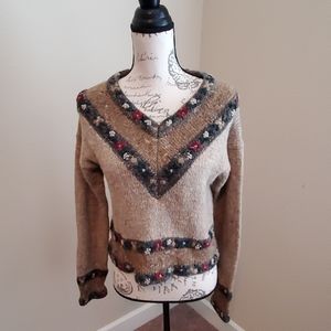 Brown sweater bohemian style. Xsmall